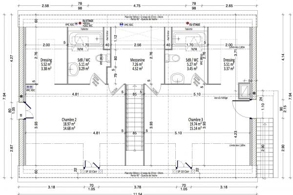 Modèle et plan de maison : GLYCINE C2-124 - 124.00 m²