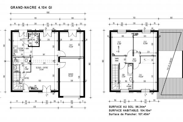 Modèle et plan de maison : GRAND NACRE 4.104 GI - 104.00 m²