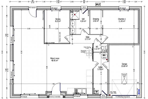 Modèle et plan de maison : HELIANTHEME C1G-85 - 85.00 m²