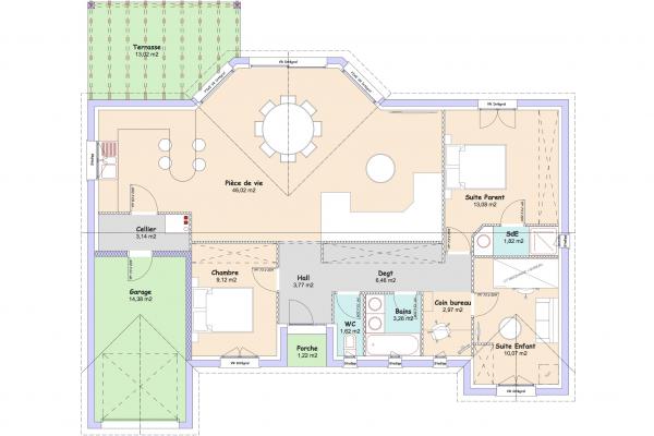 Modèle et plan de maison : Hera - 101.33 m²
