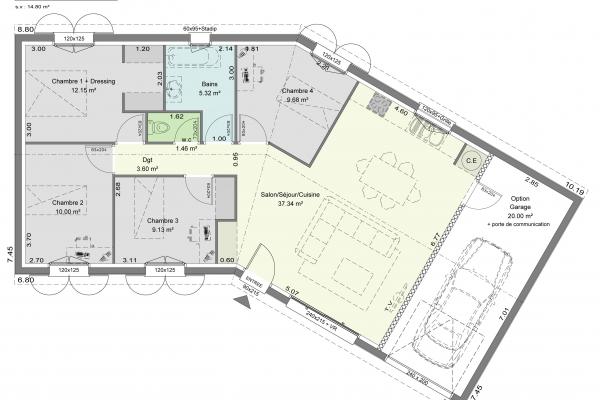 Modèle et plan de maison : Isis - 80.00 m²