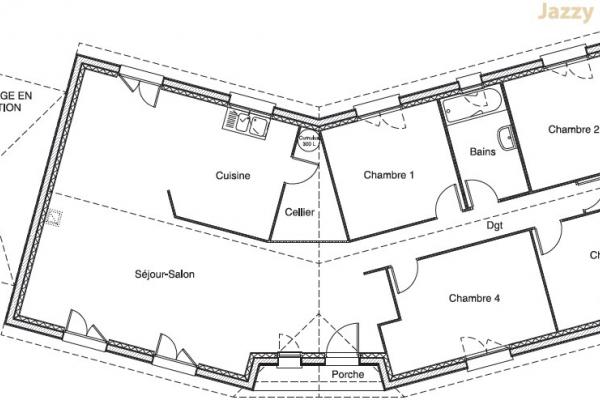 Modèle et plan de maison : Jazzy 110 - 110.00 m²