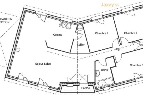 Modèle et plan de maison : Jazzy 95 - 95.00 m²