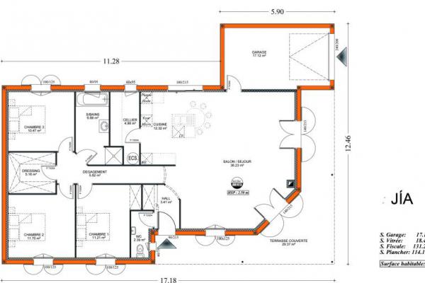 Modèle et plan de maison : Jia - 110.00 m²