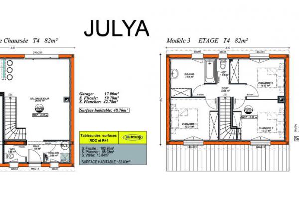 Modèle et plan de maison : Julya - 82.00 m²