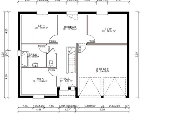 Modèle et plan de maison : Jurasienne 131/111 - 131.00 m²