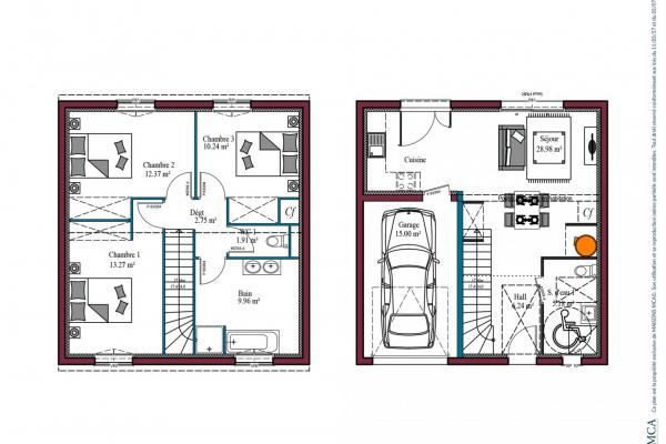 Modèle et plan de maison : KUBOA INVESTISSEUR - 90.00 m²