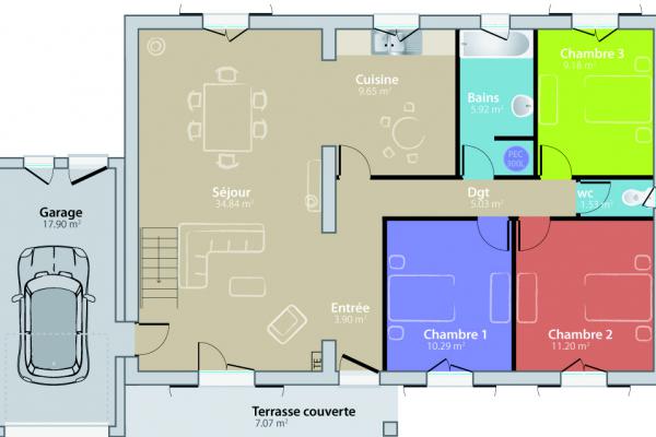 Modèle et plan de maison : Luberon - 100.00 m²