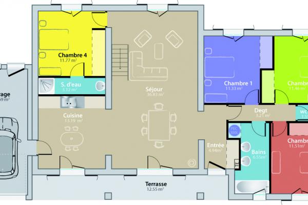 Modèle et plan de maison : Luberon - 130.00 m²