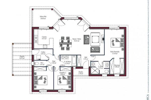 Modèle et plan de maison : LUMIERE ZEN - 107.00 m²