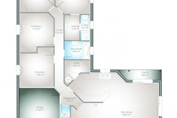 Modèle et plan de maison : Madrigal - 125.00 m²