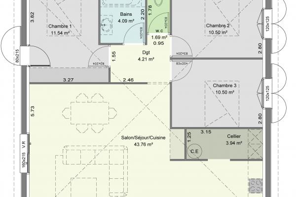 Modèle et plan de maison : Maeva - 90.00 m²
