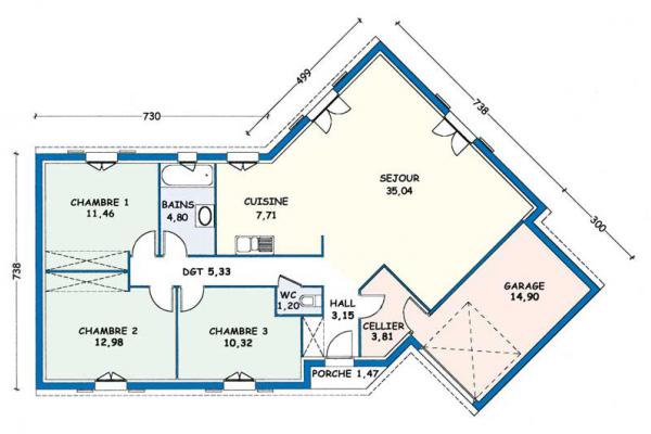 Modèle et plan de maison : Marennes - 95.80 m²