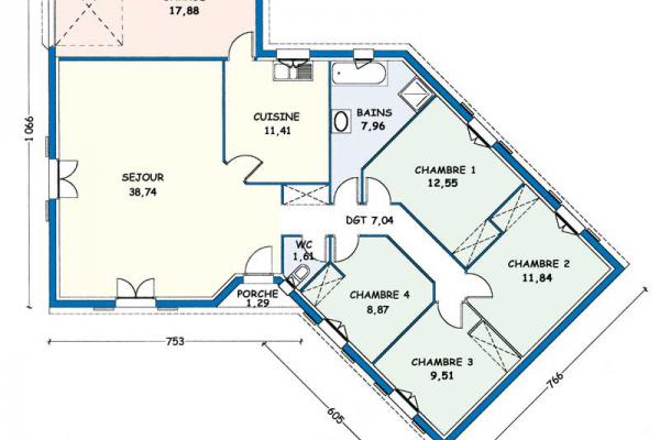 Modèle et plan de maison : Marennes - 109.53 m²
