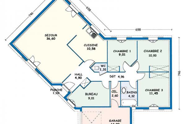 Modèle et plan de maison : Marennes - 105.67 m²