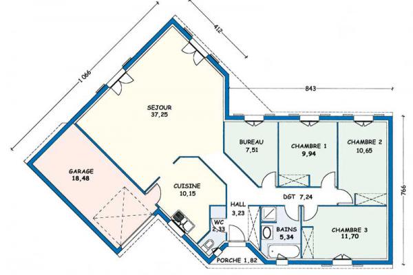 Modèle et plan de maison : Marennes - 105.34 m²