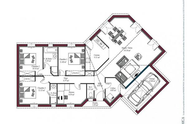 Modèle et plan de maison : MARENNES - 95.00 m²