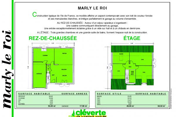 Modèle et plan de maison : Marly le Roi - 94.75 m²