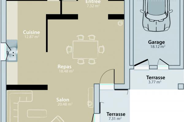 Modèle et plan de maison : Martegale - 112.00 m²
