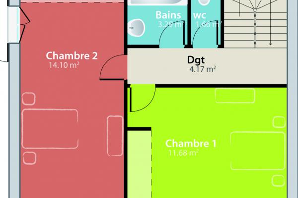 Modèle et plan de maison : Mas - 76.00 m²