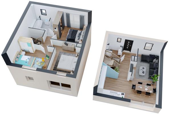 Modèle et plan de maison : MINORQUE etg - 70.00 m²