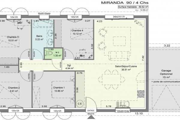 Modèle et plan de maison : Miranda - 101.00 m²