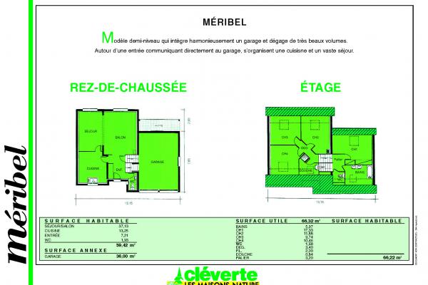 Modèle et plan de maison : Méribel - 125.64 m²