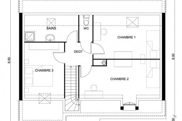 Modèle et plan de maison : Neptune 80 - 91.15 m²
