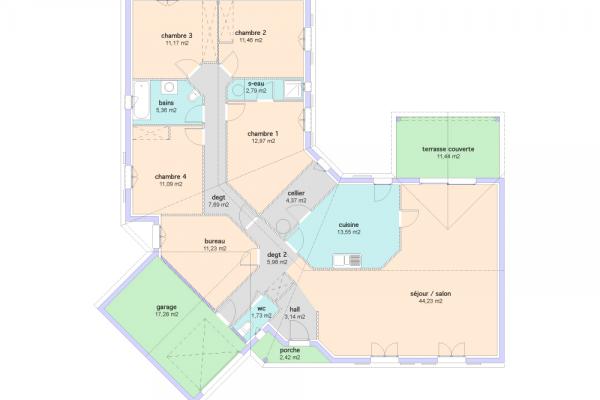 Modèle et plan de maison : Oleron - 146.76 m²