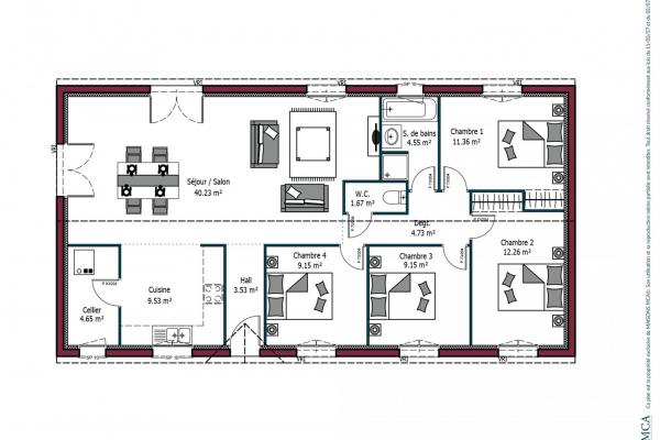 Modèle et plan de maison : PARADIS - 64.00 m²