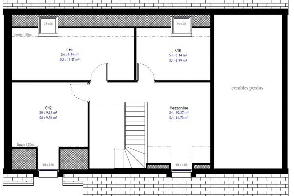 Modèle et plan de maison : PC23 - 93.00 m²