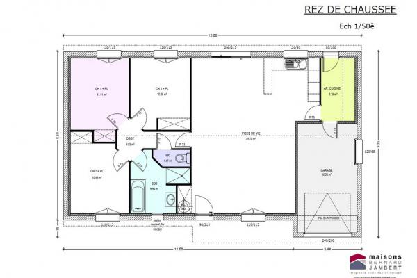 Modèle et plan de maison : Pers avt Joss Beau - 95.00 m²