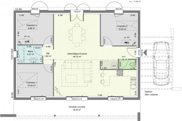 Modèle et plan de maison : Plein Sud - 99.00 m²
