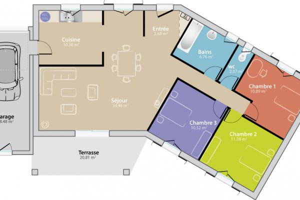 Modèle et plan de maison : Port d'Alon - 93.00 m²