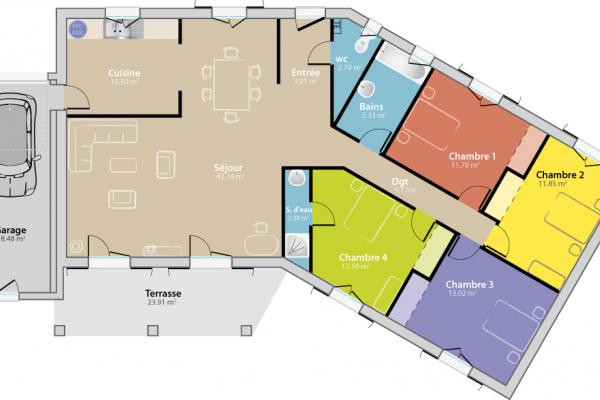 Modèle et plan de maison : Port d'Alon - 120.00 m²