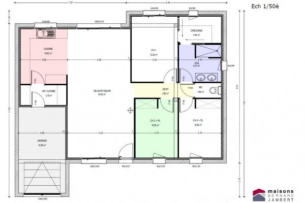 Modèle et plan de maison : PP contemporain - 97.00 m²