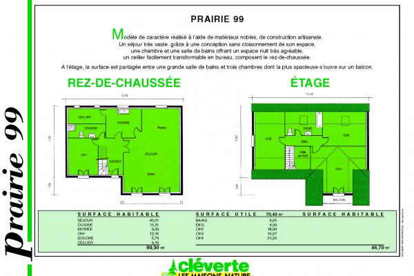 Modèle et plan de maison : Prairie 99 - 136.00 m²