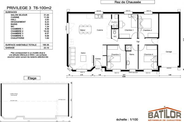 Modèle et plan de maison : Privilège 100 - 100.00 m²