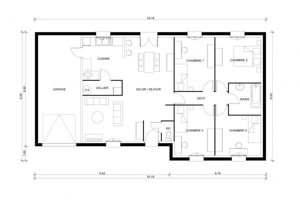 Modèle et plan de maison : Privilege 113 - 95.22 m²