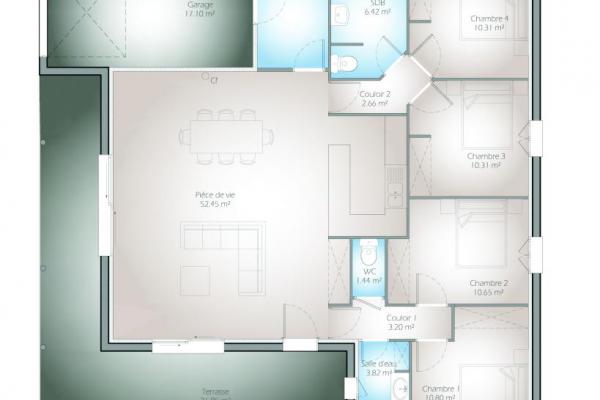 Modèle et plan de maison : Quatuor 117 - 117.00 m²