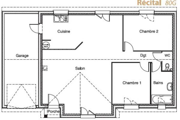 Modèle et plan de maison : Récital 80 G - 80.00 m²