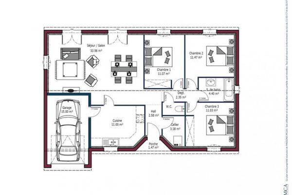 Modèle et plan de maison : ROCHELLE - 84.00 m²