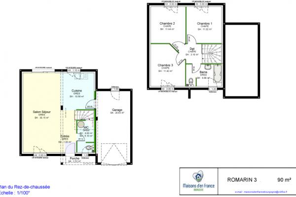 Modèle et plan de maison : ROMARIN - 90.00 m²