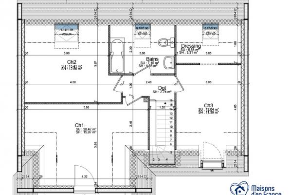 Modèle et plan de maison : Saphir - 0.00 m²