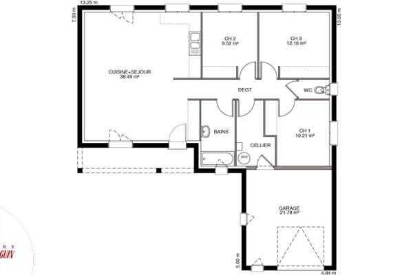 Modèle et plan de maison :  Sauvetière - 109.00 m²
