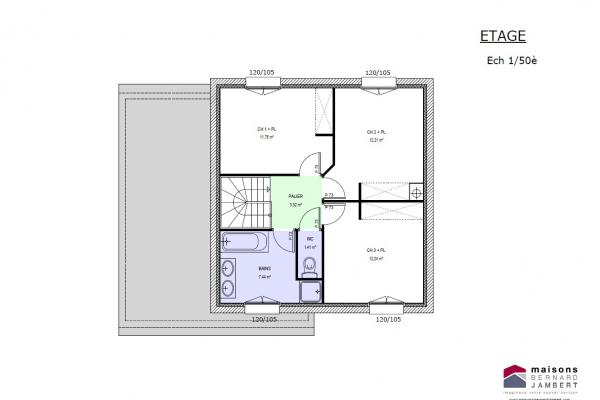 Modèle et plan de maison : sem 18 tuille - 105.00 m²
