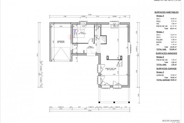 Modèle et plan de maison : Senza 103 - 103.00 m²
