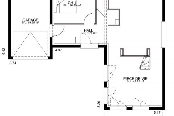 Modèle et plan de maison : Senza - 103.00 m²