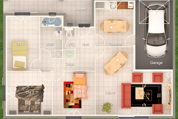 Modèle et plan de maison : SIRIUS - 88.00 m²