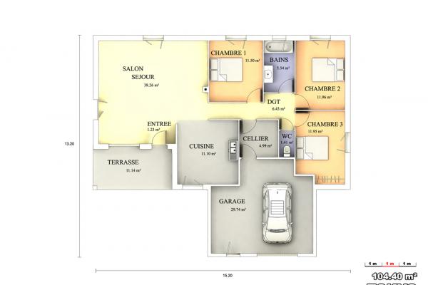 Modèle et plan de maison : TOKYO - 104.00 m²